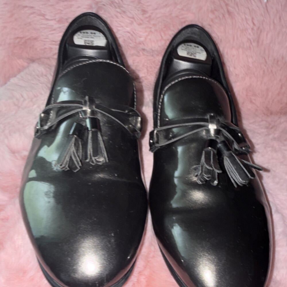 ALDO Black Leather Tasseled Slip On Loafer Men's Dress Shoes US 11
